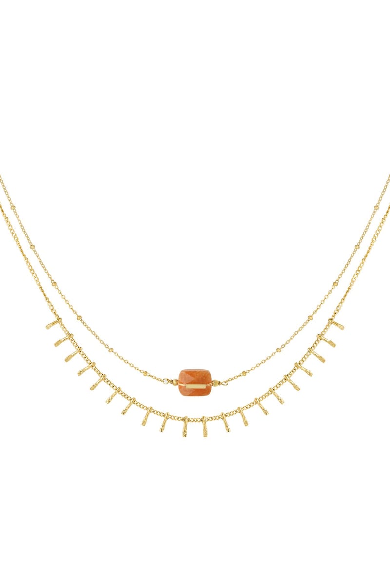 Ketting met details - Natuurstenen collectie Oranje & Goud kleur Stone