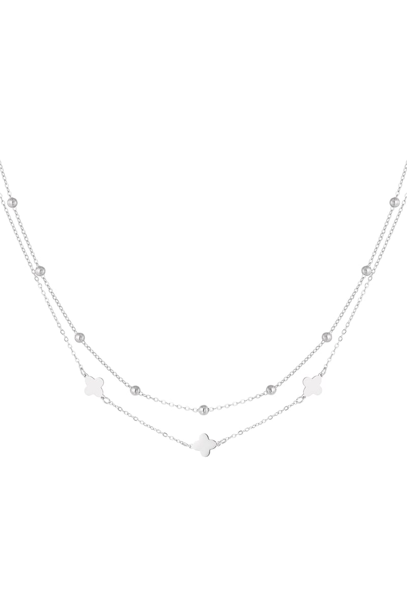 ketting dubbel klaver/bolletjes