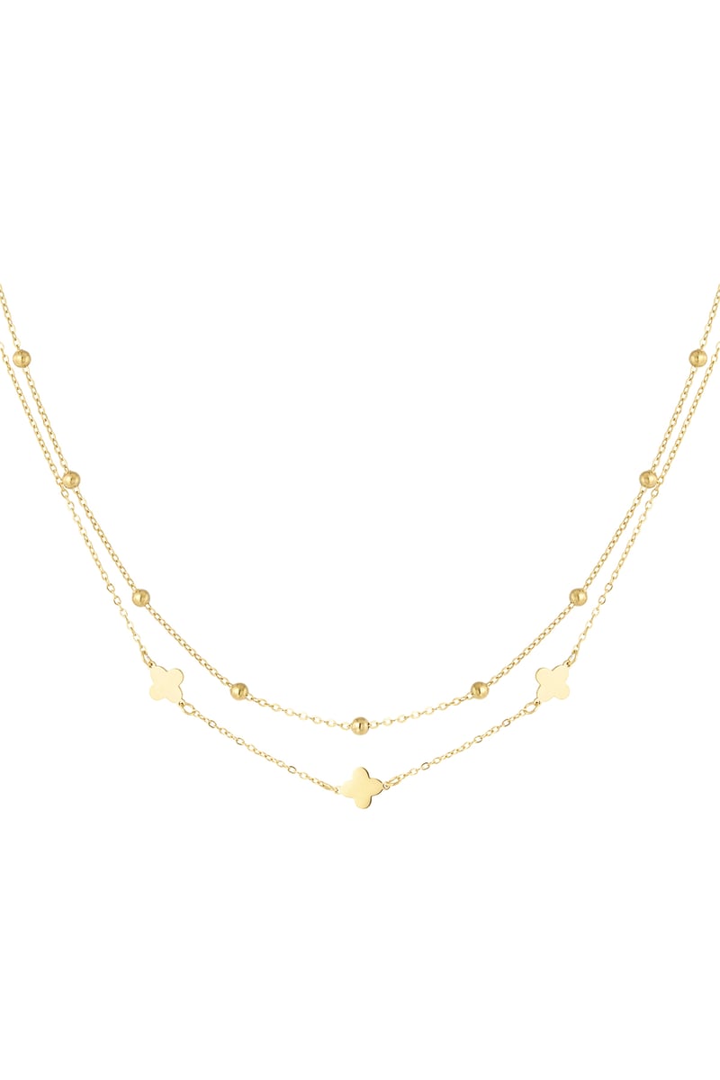 ketting dubbel klaver/bolletjes