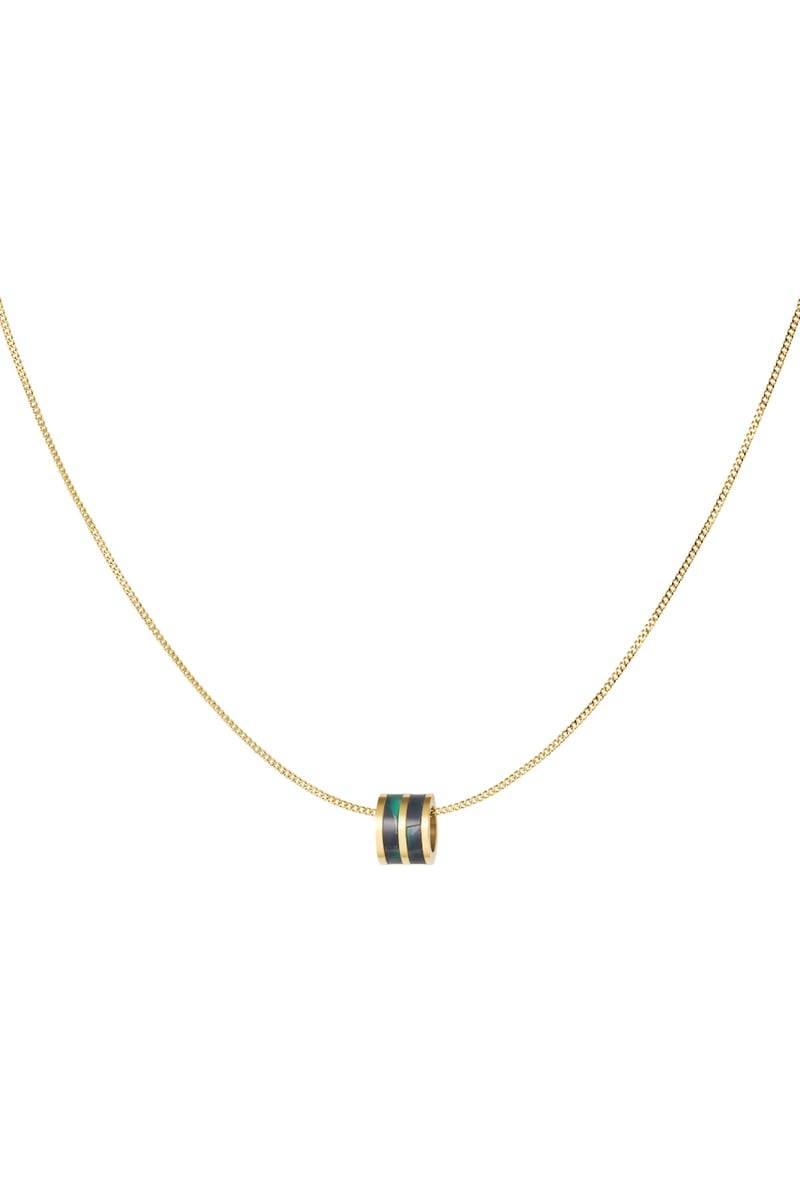 Ketting ronde bedel - Goud kleur/zwart