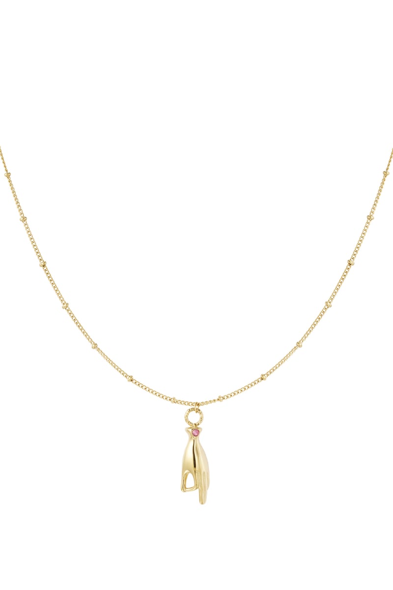 Ketting handbedel met steentje - Goud kleur/paars