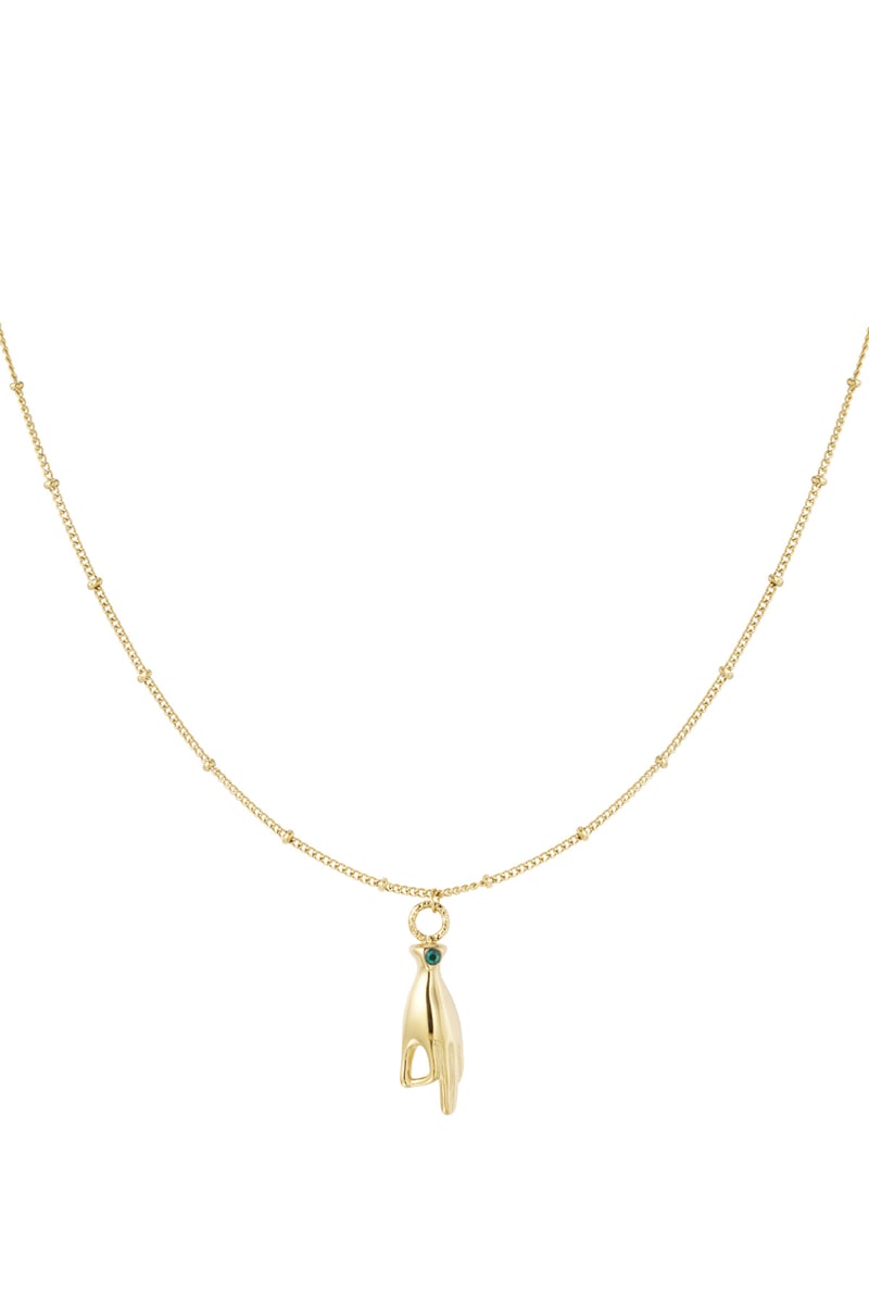 Ketting handbedel met steentje - Goud kleur/paars