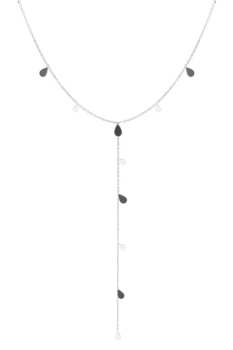 lange ketting emaille druppel - zwart