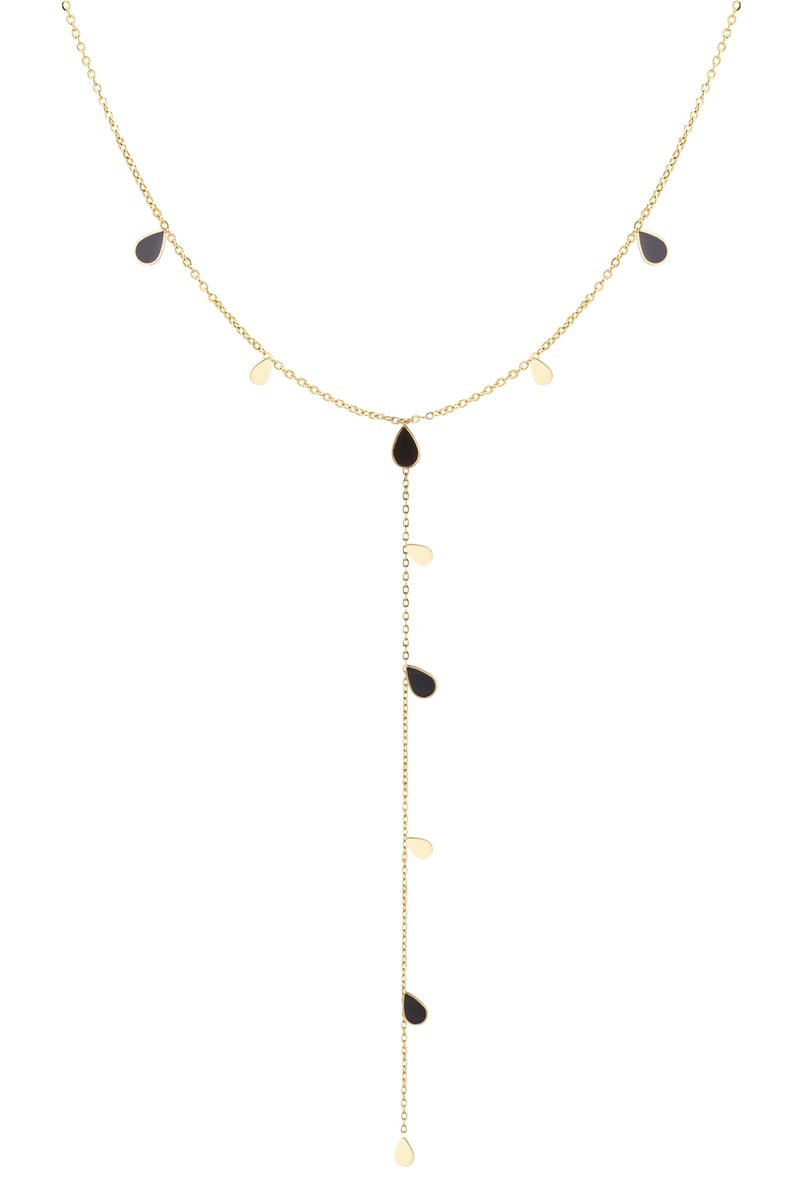 lange ketting emaille druppel - zwart