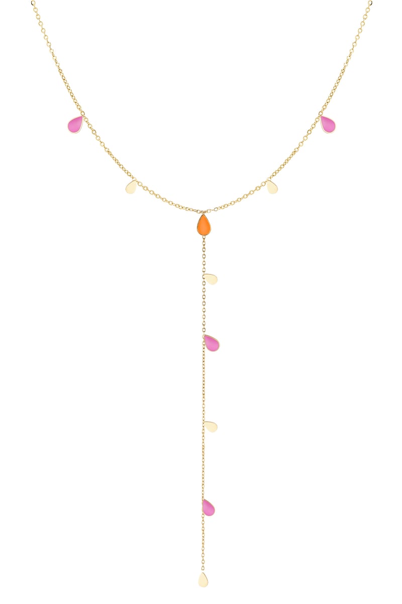 lange ketting emaille druppel - zwart