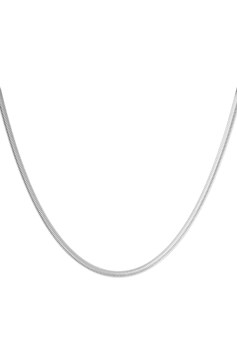 Ketting plat met print lang - zilver-4.0MM