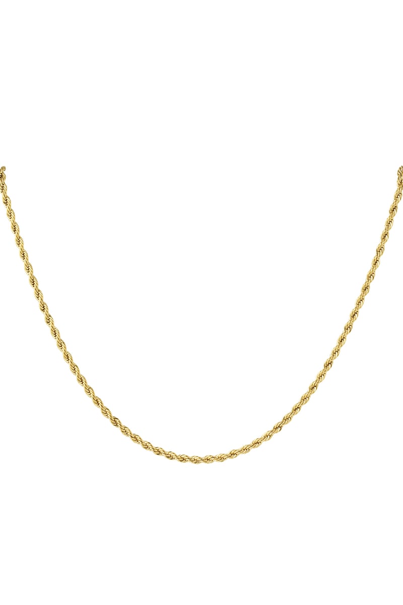 Unisex Roestvrijstalen Gedraaide Ketting 60CM - Goud kleur-3.0MM