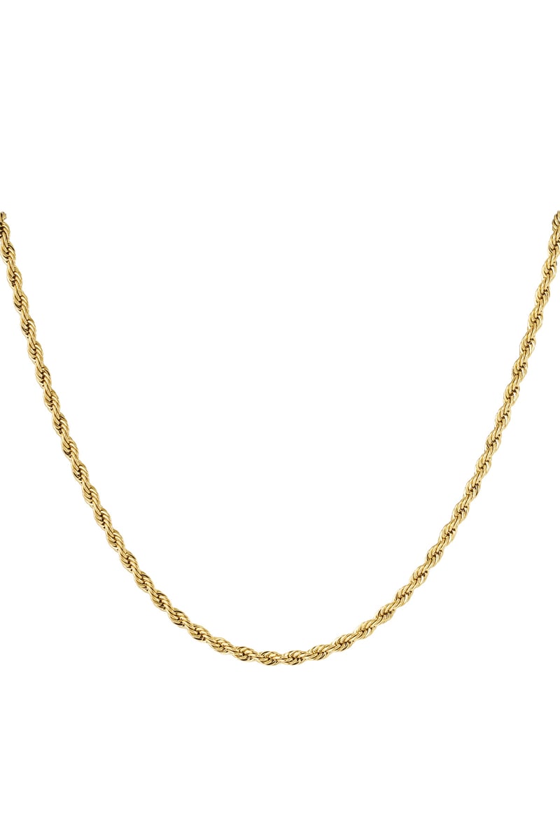 Unisex gedraaide ketting lang 60cm - Goud kleur-4.0MM