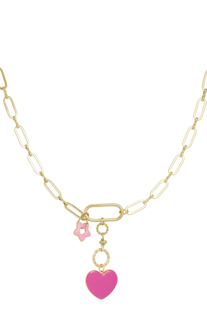 ketting flower to heart - roze
