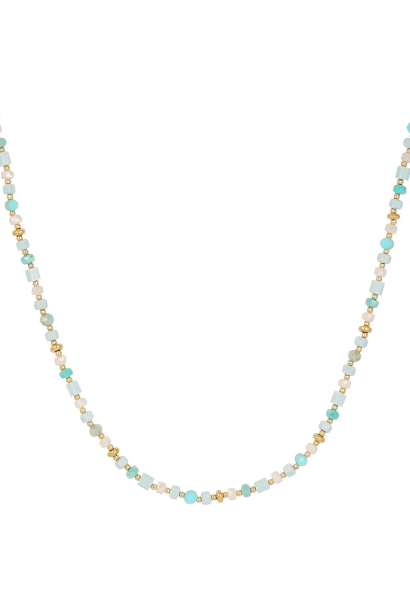 Kleurrijke festival ketting - blauw/Goud kleur