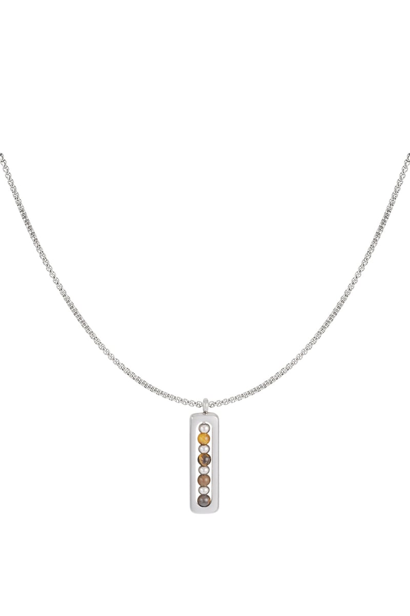 Mannen ketting met balletjes bedel - bruin 