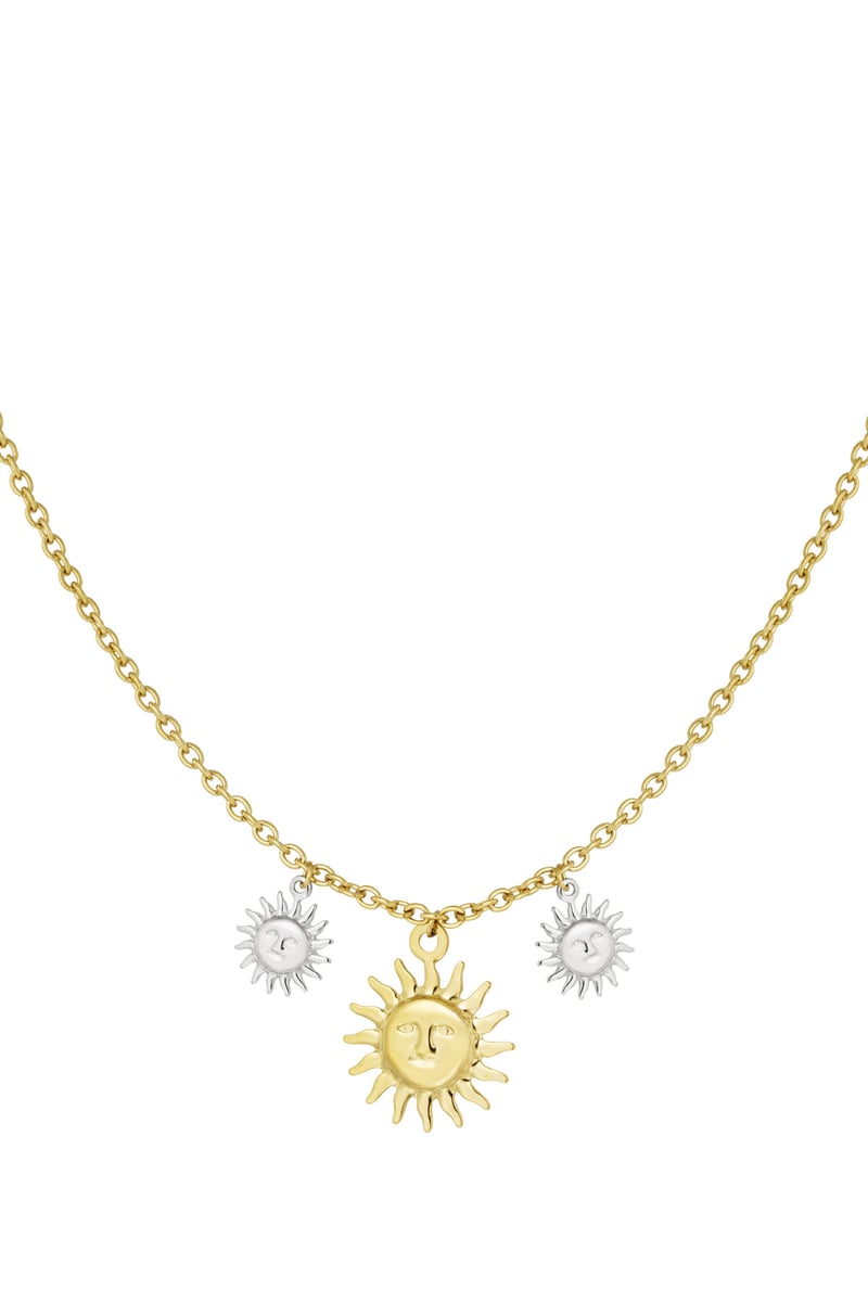 Ketting shimmering sun - Goud kleur zilver