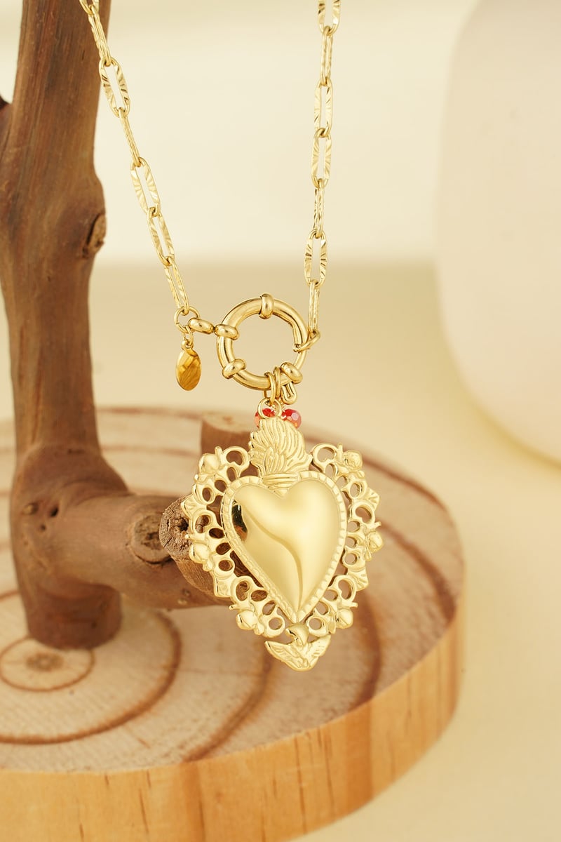 tropical heart charm necklace