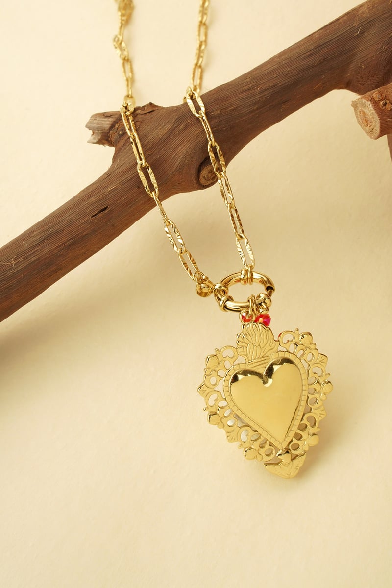 tropical heart charm necklace