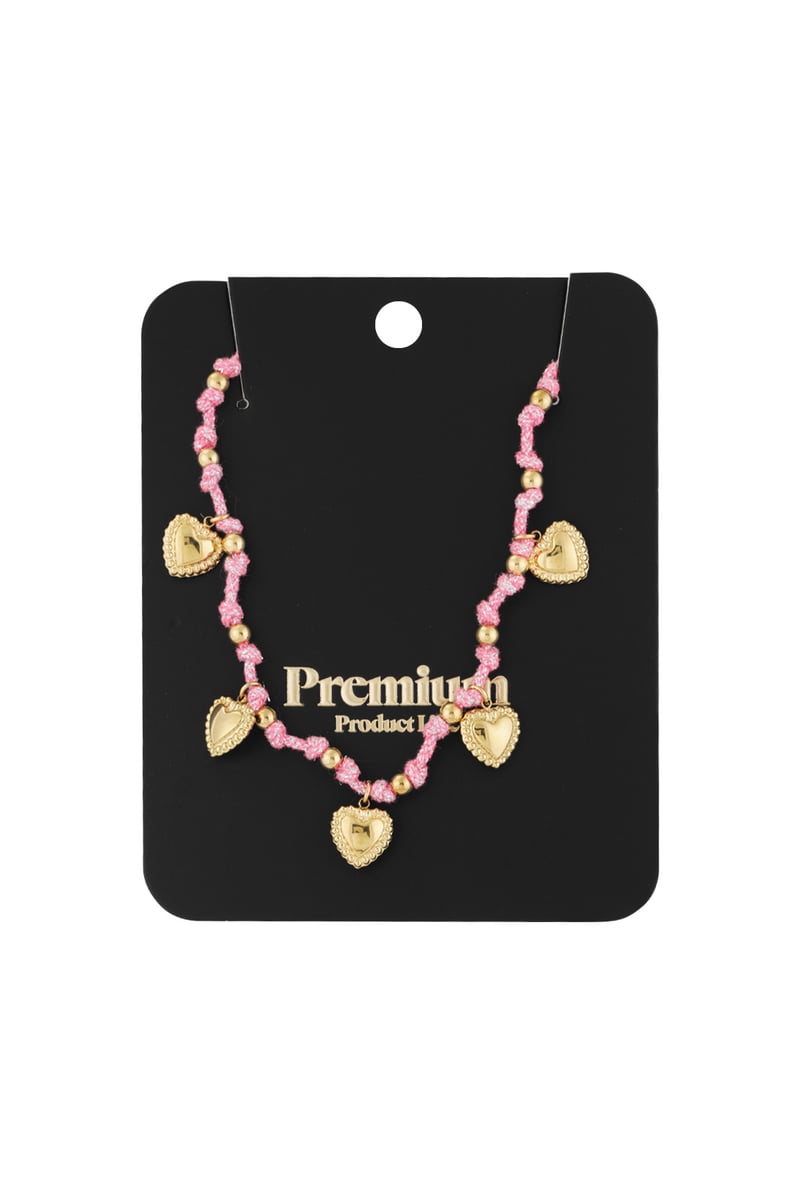 Cozy hearts ketting - Fuchsia