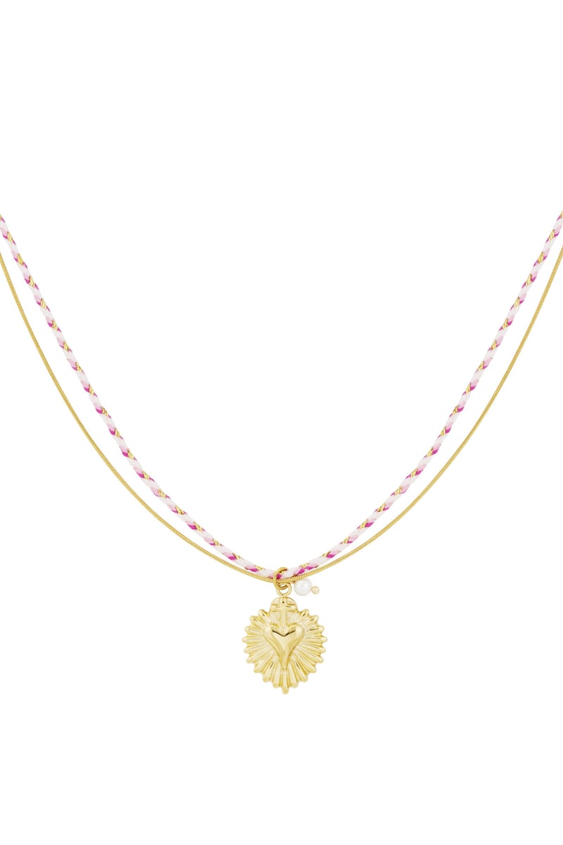 ketting colorful heartbeat - roze &