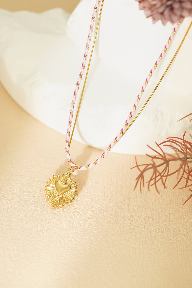 ketting colorful heartbeat - roze &