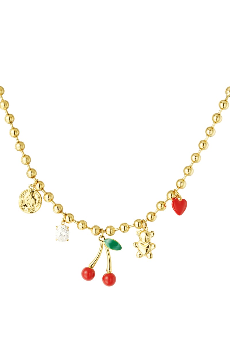 Bedelketting cherry chaser - Goud kleur kleurig