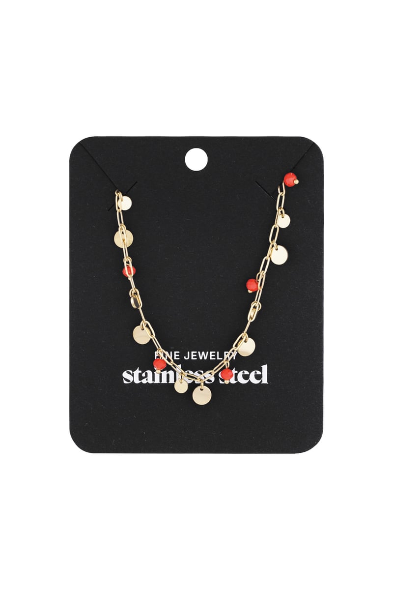 ketting mix van Goud kleur en rood - red