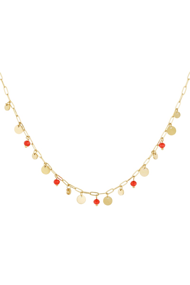 ketting mix van Goud kleur en rood - red