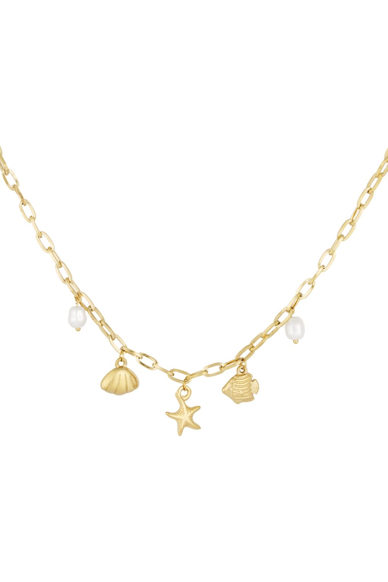 Korte ketting met strandbedels - Gold kleur