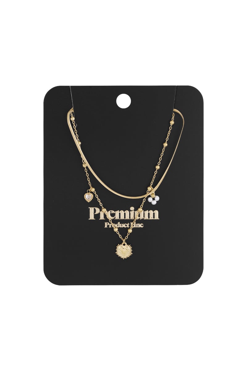 dubbele ketting met hart bedel
