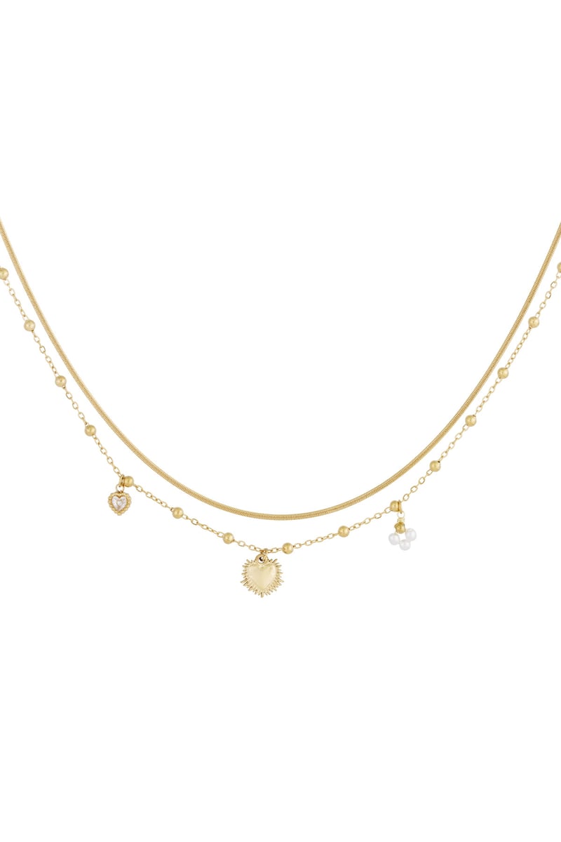 dubbele ketting met hart bedel