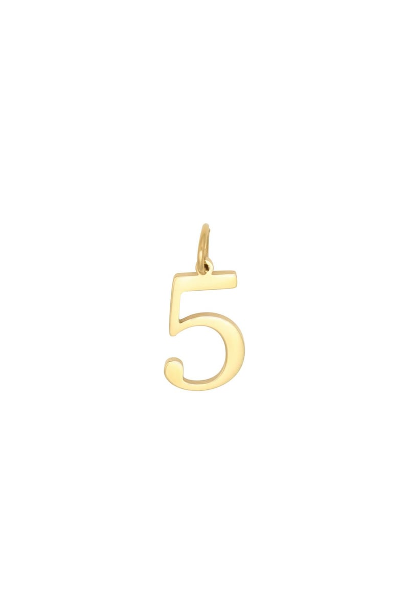 DIY Charm Digits Gold - 5 Goud kleur Stainless Steel