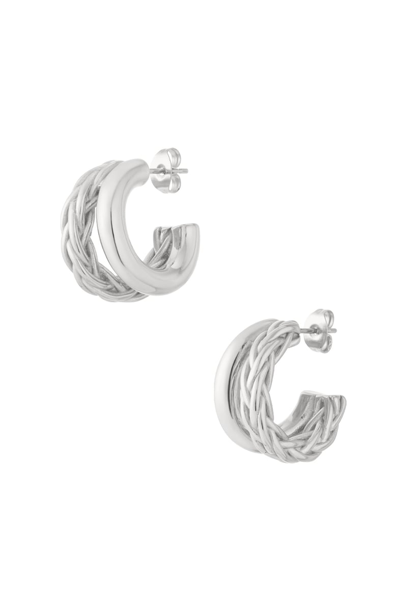 Small double braided hoops earrings