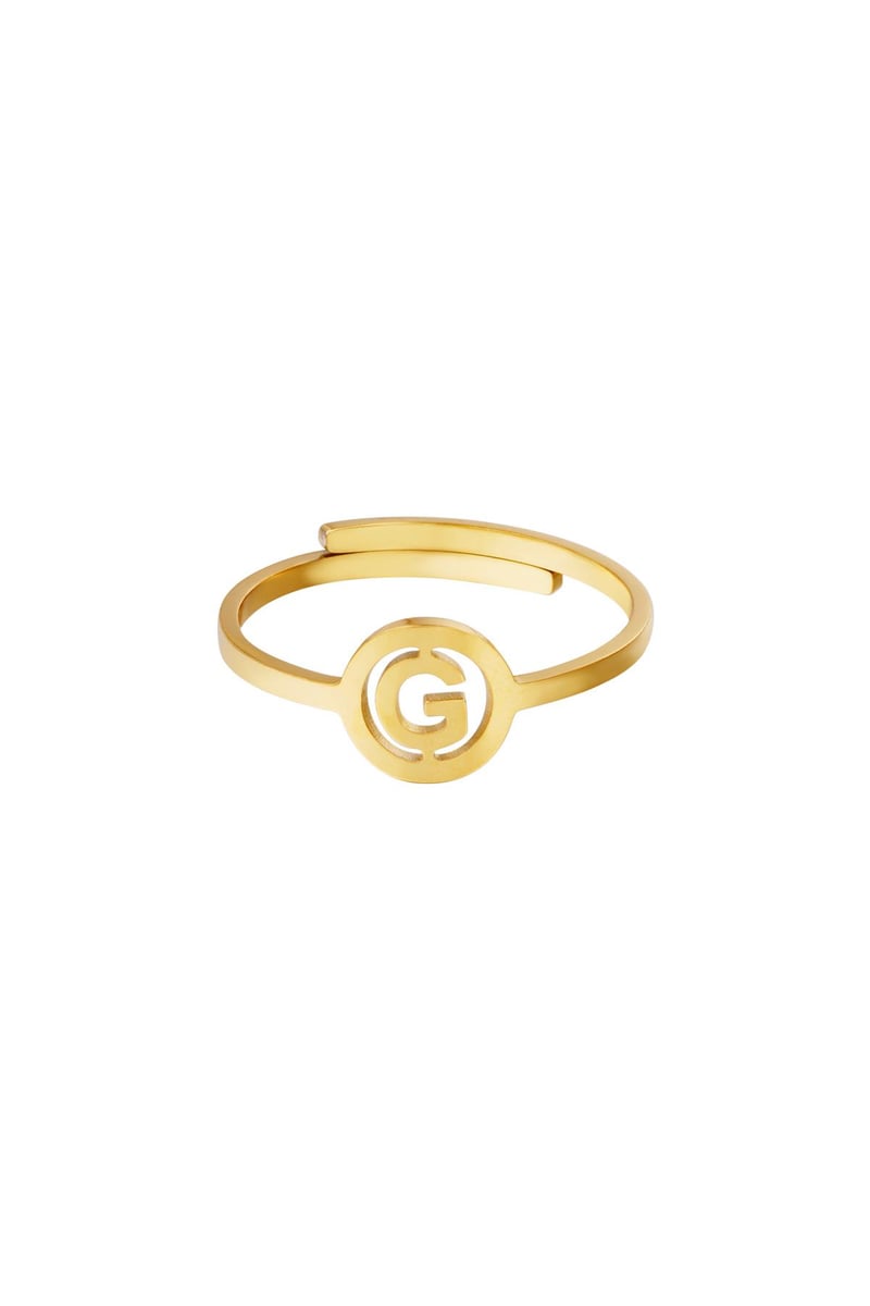 RVS ring initiaal G Goud kleur Stainless Steel