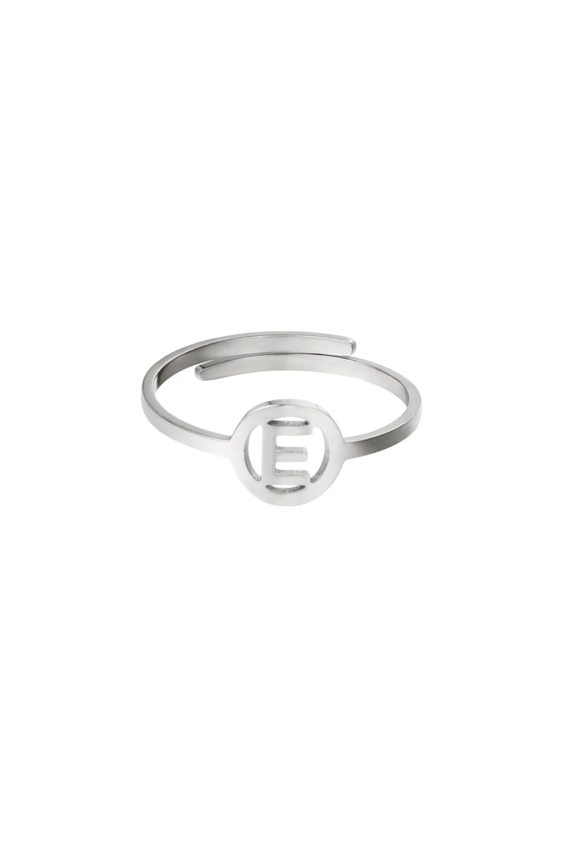 RVS ring initiaal A Zilver Stainless Steel