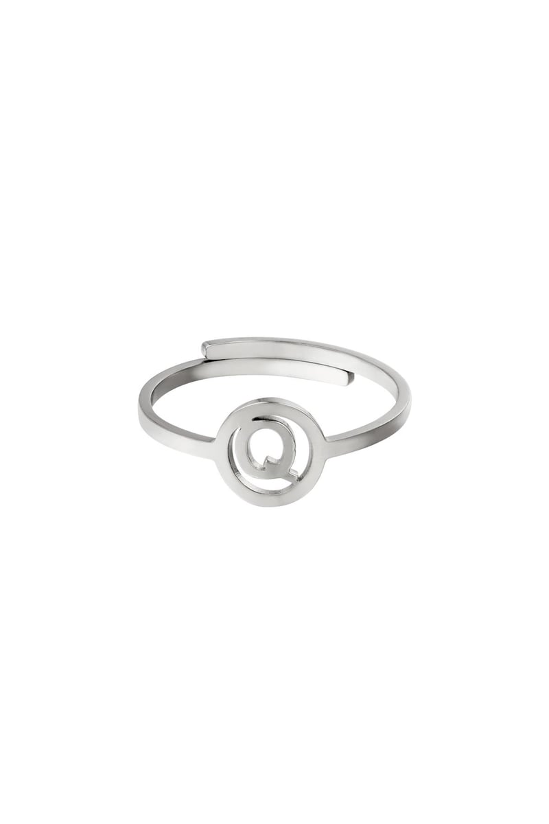 RVS ring initiaal A Zilver Stainless Steel