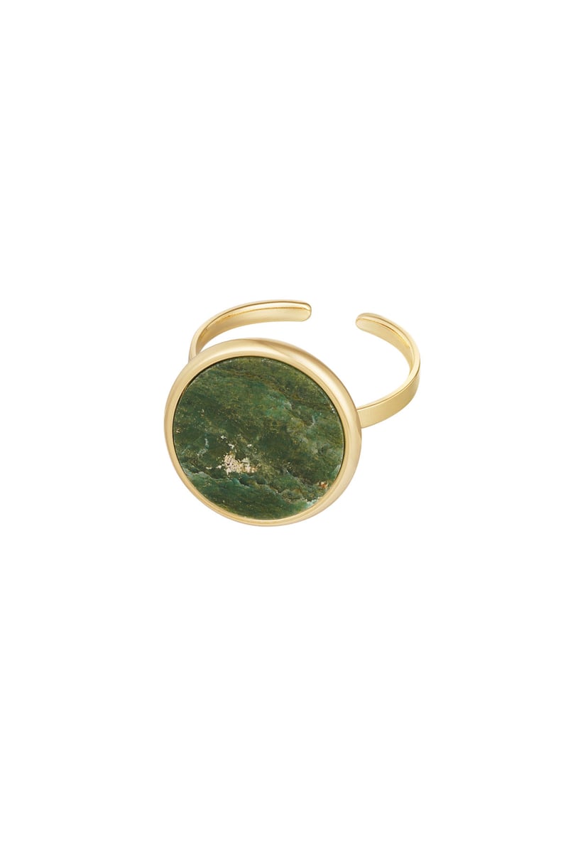 Ring basic ronde steen - Goud kleur/beige