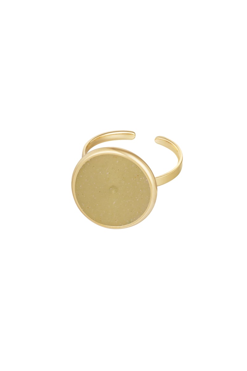 Ring basic ronde steen - Goud kleur/beige