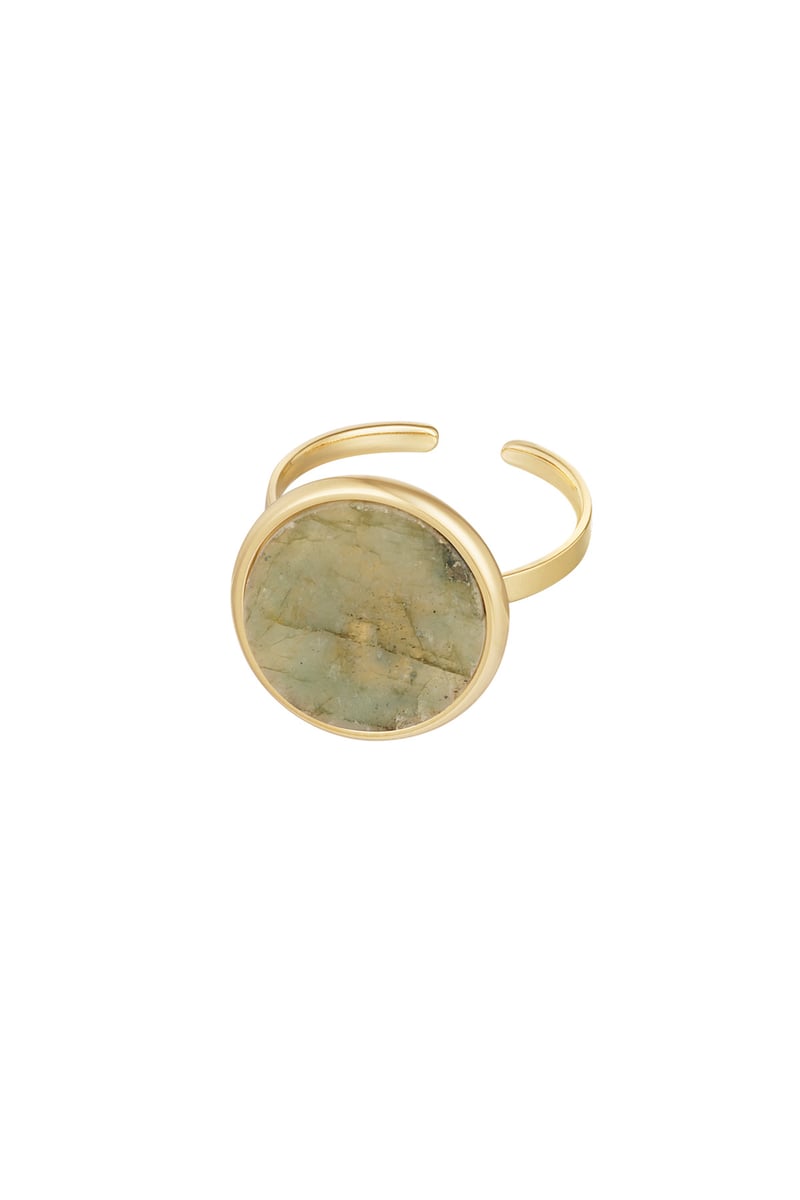 Ring basic ronde steen - Goud kleur/beige