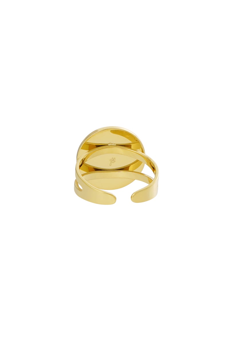 Ronde natuursteen ring met zon - Rood
