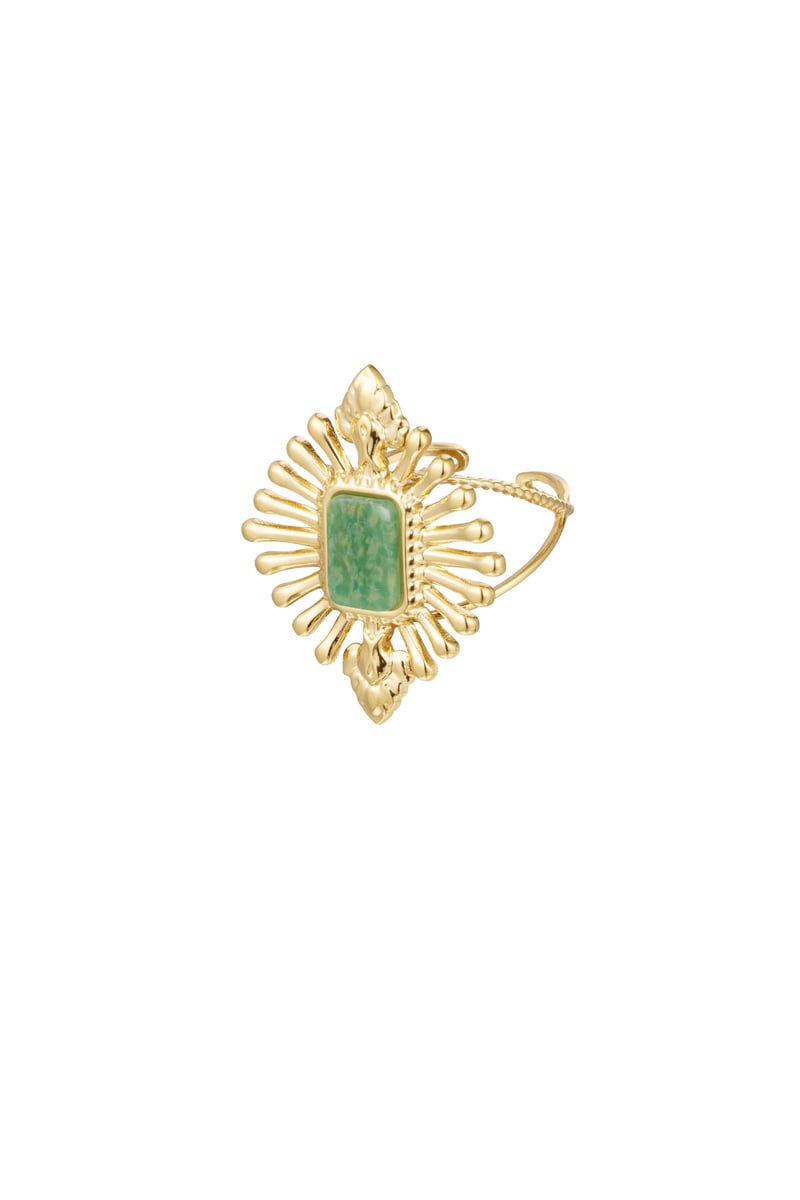 ring vintage look met steen - groen 