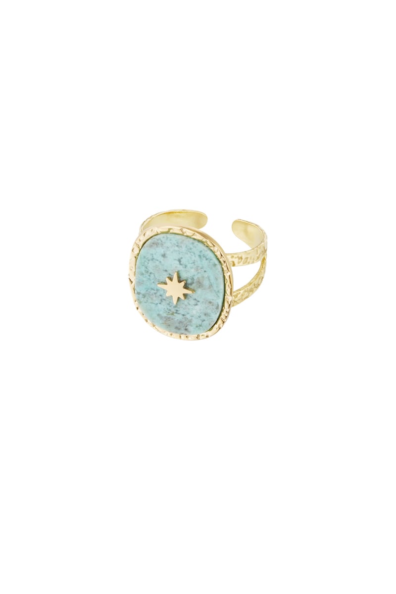 Ring steen met ster - Goud kleur/blauw