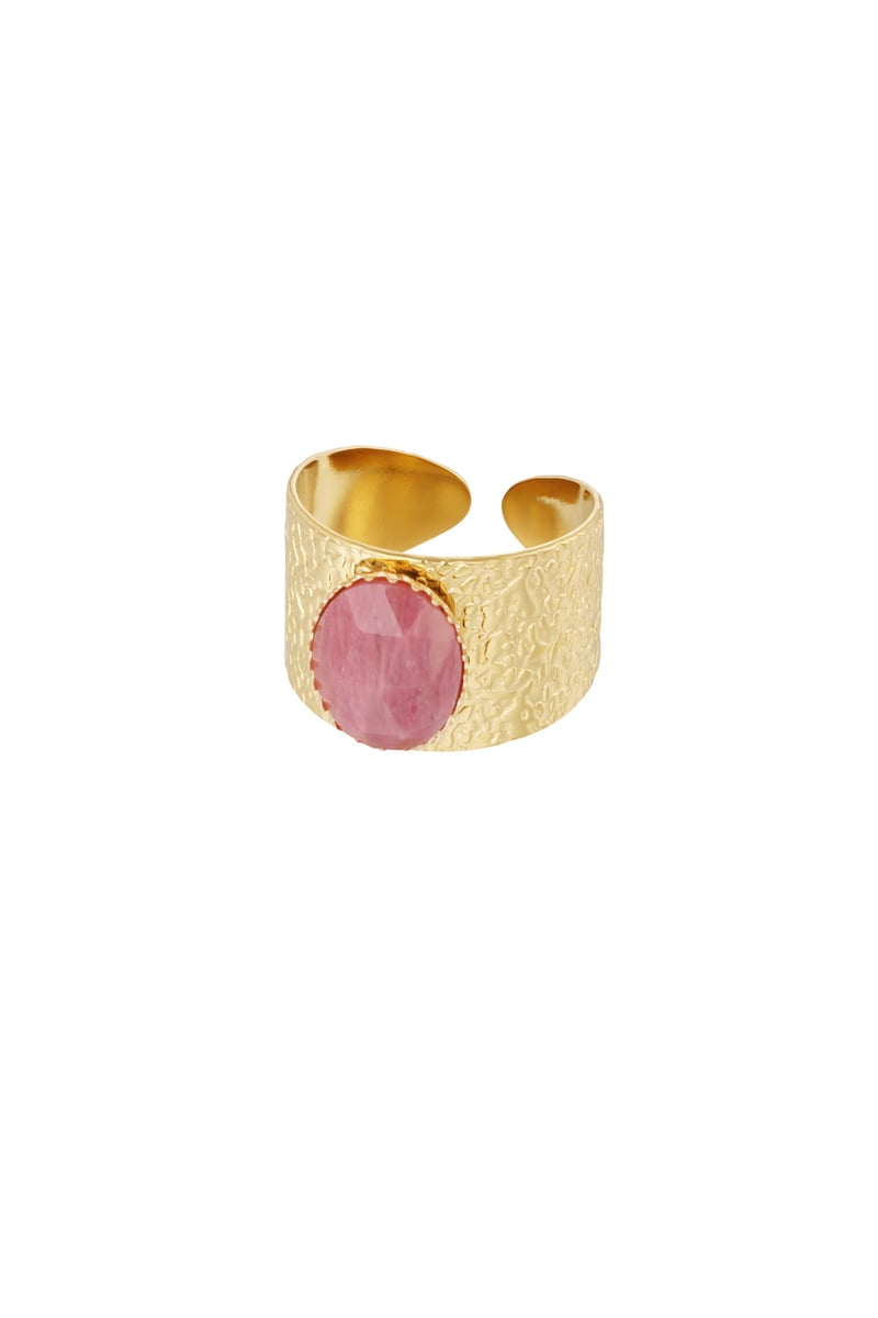 robuuste ring met steen - roze 