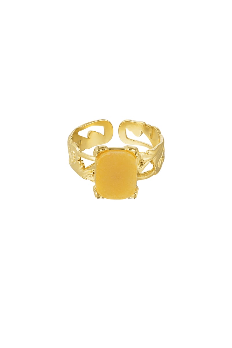 Ring sierlijk rechthoekige steen - Goud kleur/oranje
