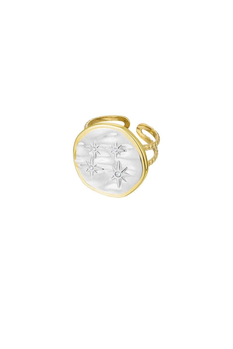 Ring rond met sterretjes - Goud kleur/zilver