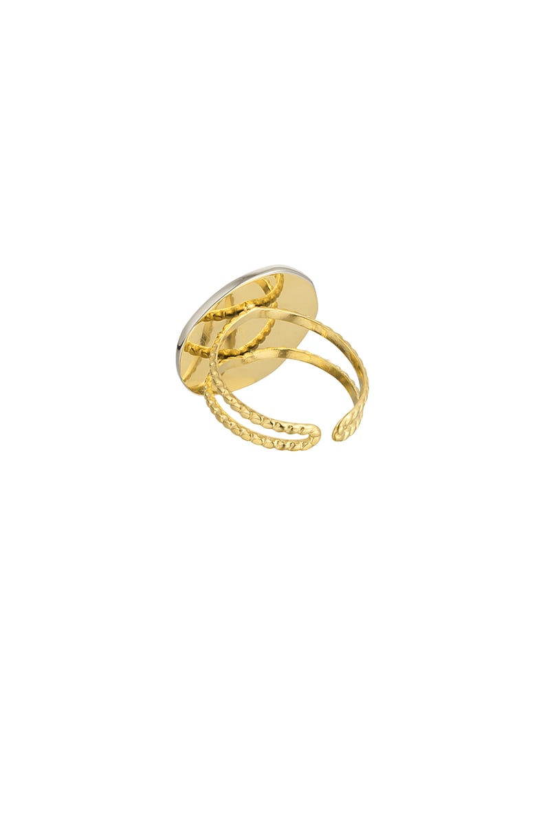 Ring rond met sterretjes - Goud kleur/zilver