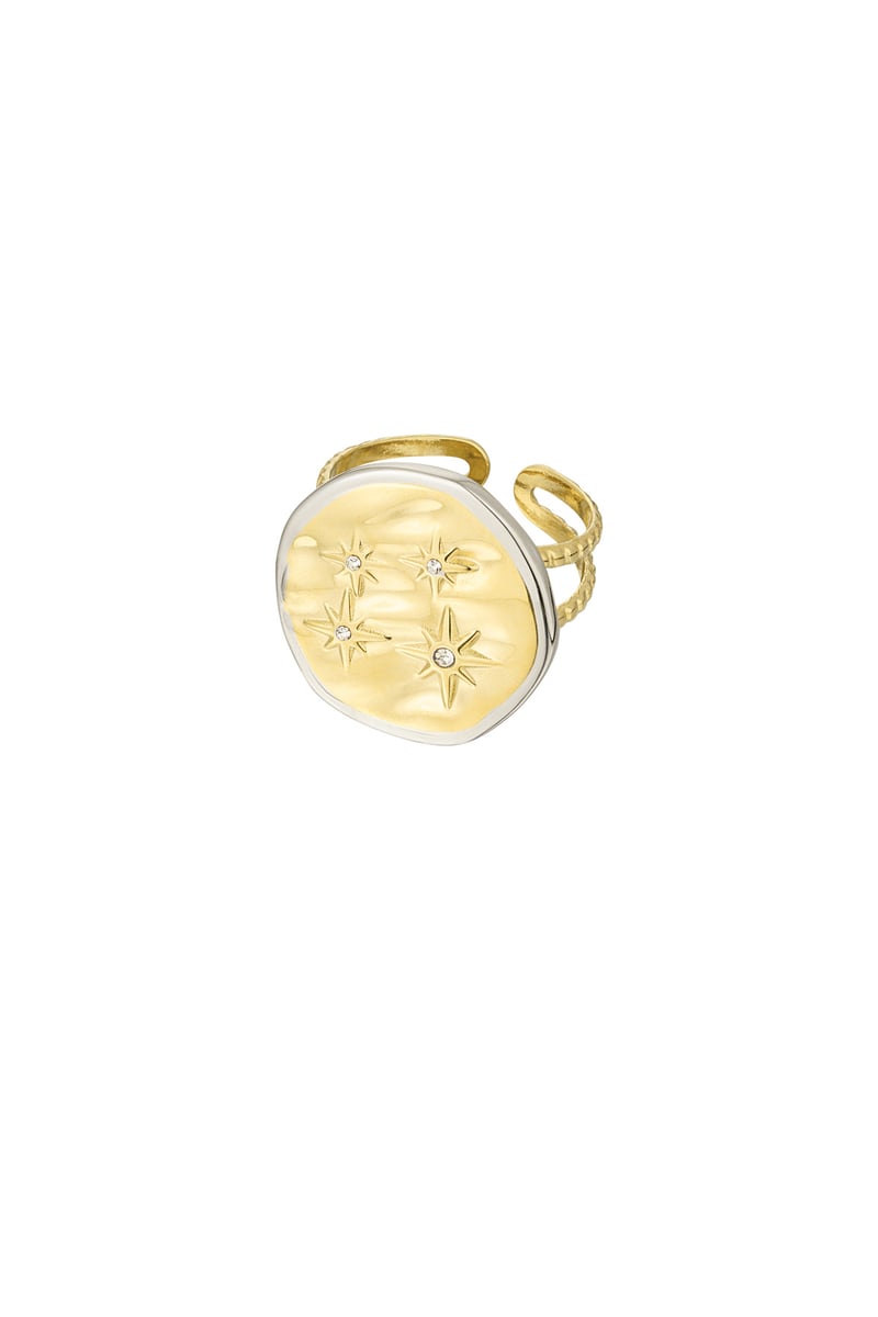 Ring rond met sterretjes - Goud kleur/zilver
