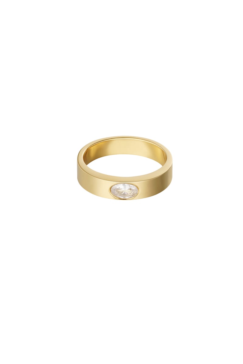 Ring basic met steen - Goud kleur/groen