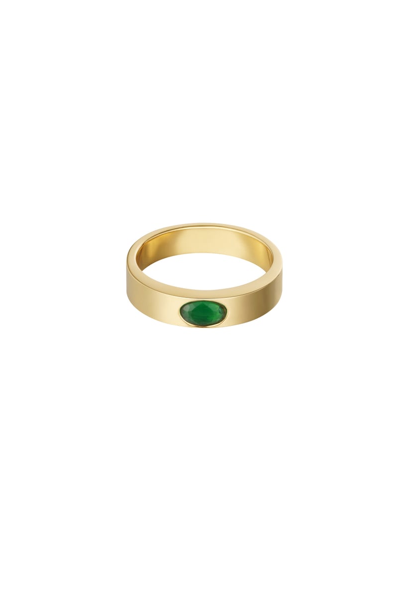 Ring basic met steen - Goud kleur/groen