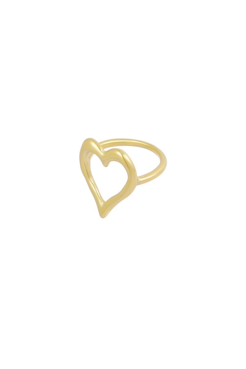 Gestructureerde hart ring - Goud kleur 16 