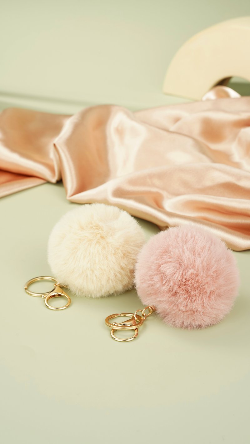 sleutelhanger puffy bal - roze 