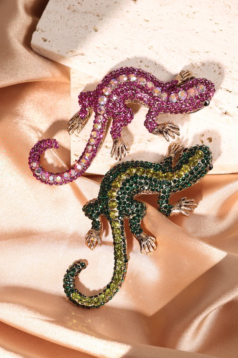Salamander Brooche - Fuchsia