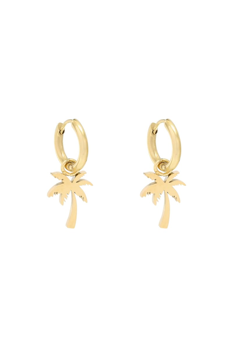 Oorbellen Summer Palm Goud kleur Stainless Steel