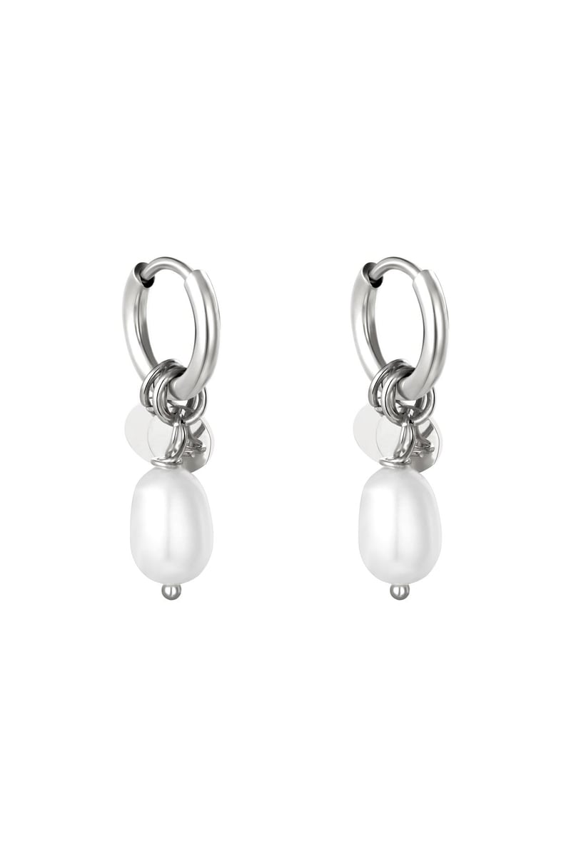 Oorbellen Pearl Drops Zilver Stainless Steel